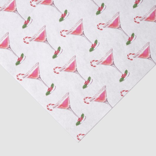 Candy Canes en Cocktails Patroon Kerstmis Tissuepapier (Detail)