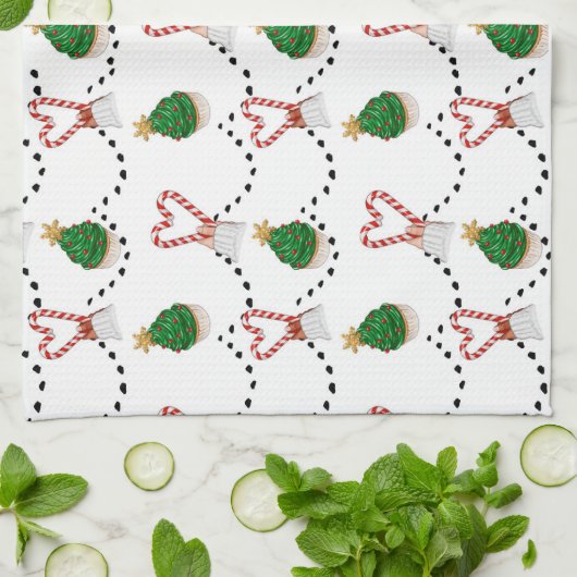 Candy Canes en Cupcakes Theedoek (Gevouwen)