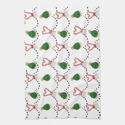 Candy Canes en Cupcakes Theedoek (Verticaal)