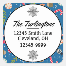 Candy Canes en gewikkelde Xmas Snoep Retouradres Vierkante Sticker