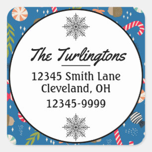 Candy Canes en gewikkelde Xmas Snoep Retouradres Vierkante Sticker