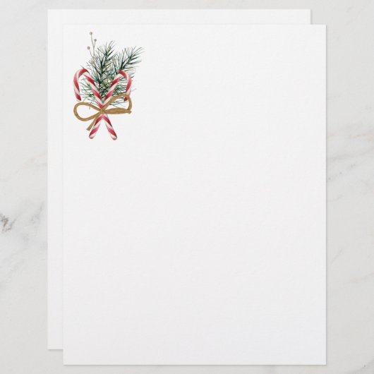Candy Canes en Greenery Letterhead Briefhoofd (Voorkant / Achterkant)