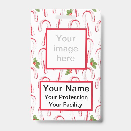 Candy Canes en Holly Badge (Voorzijde)