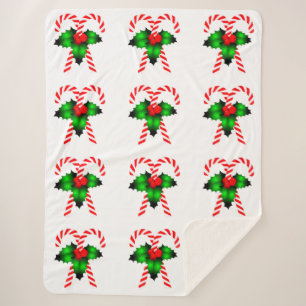 Candy Canes en Holly Sherpa Deken