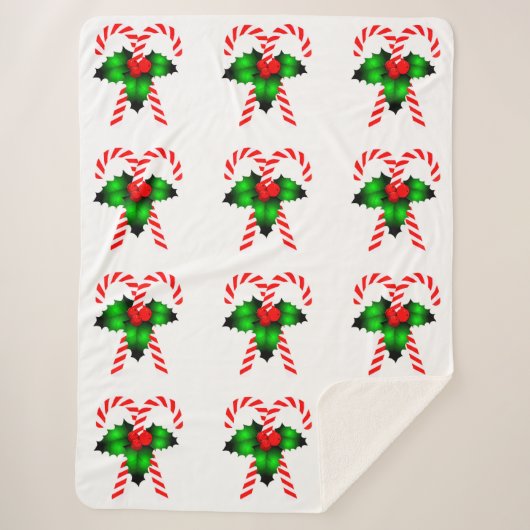 Candy Canes en Holly Sherpa Deken (Voorkant)
