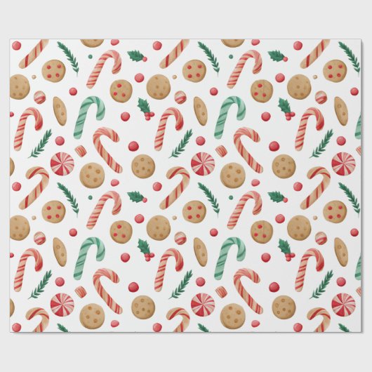 Candy Canes en kerstkoekjes Cadeaupapier (Vlak)