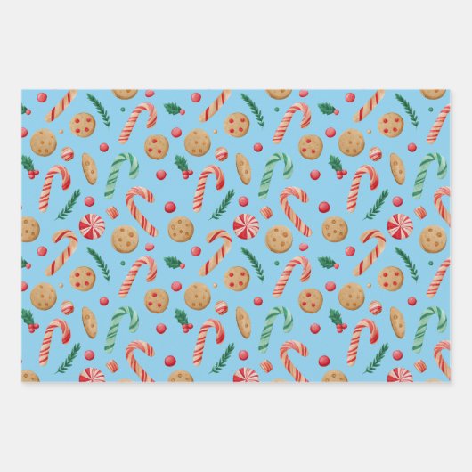 Candy Canes en kerstkoekjes Inpakpapier Vel (Voorkant 3)
