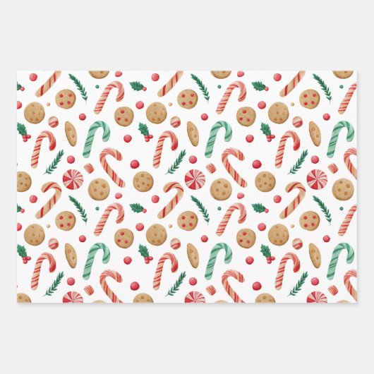 Candy Canes en kerstkoekjes Inpakpapier Vel (Voorkant)