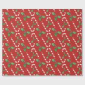 Candy Canes en Mistletoe Cadeaupapier (Vlak)