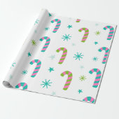 Candy Canes en sterren Moderne Kerstmis Cadeaupapier (Uitgerold)