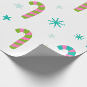 Candy Canes en sterren Moderne Kerstmis Cadeaupapier (Hoek)