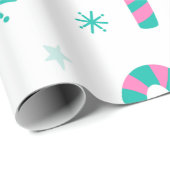Candy Canes en sterren Moderne Kerstmis Cadeaupapier (Rol Hoek)