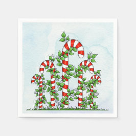 Candy Canes en Vines Kerstservet Servetten