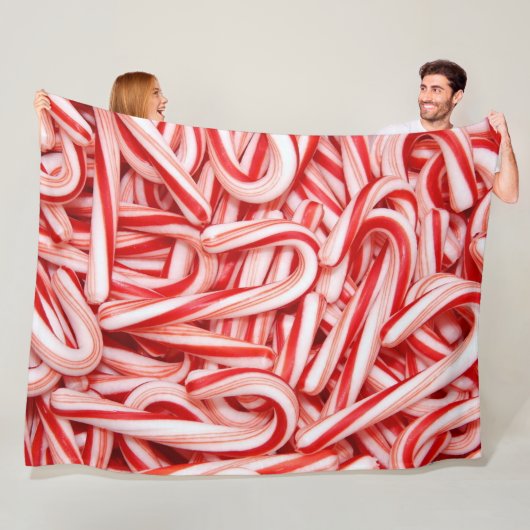 Candy Canes Fleece Blanket (In situ)
