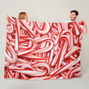 Candy Canes Fleece Blanket Deken