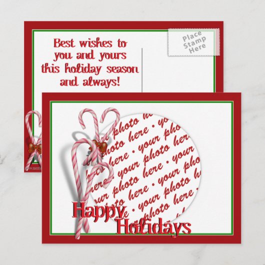 Candy Canes Foto Lijst Briefkaart (Voorkant / Achterkant)