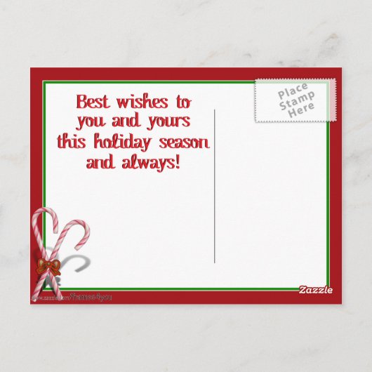 Candy Canes Foto Lijst Briefkaart (Achterkant)