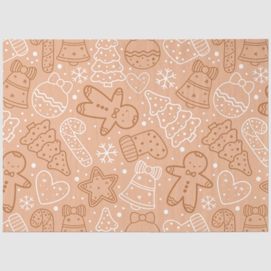 Candy Canes Gingerbread Heren Sterren Kerstmis Tissuepapier (Voorkant)