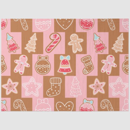 Candy Canes Gingerbread Heren Sterren Kerstmis Tissuepapier (Voorkant)