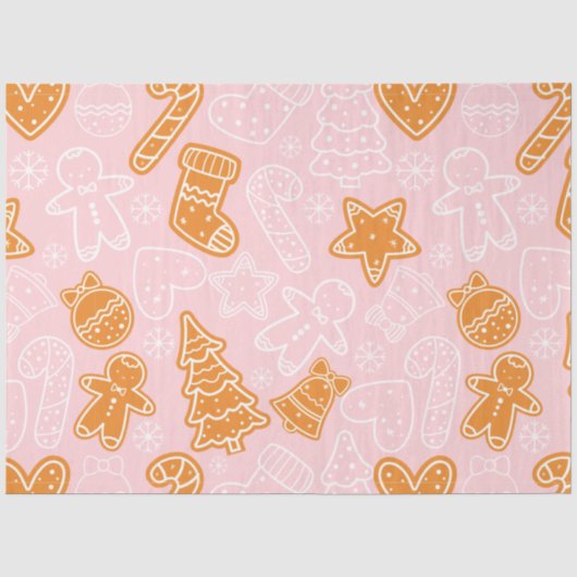Candy Canes Gingerbread Heren Sterren Kerstmis Tissuepapier (Voorkant)