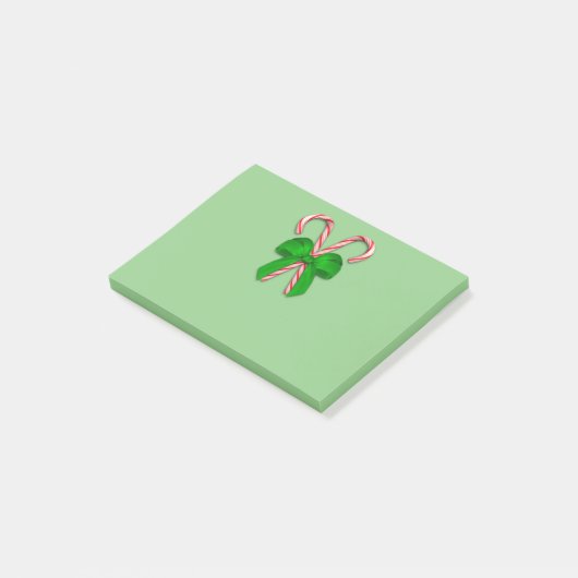 Candy Canes Green Bow Post-it® Notes (Schuin)