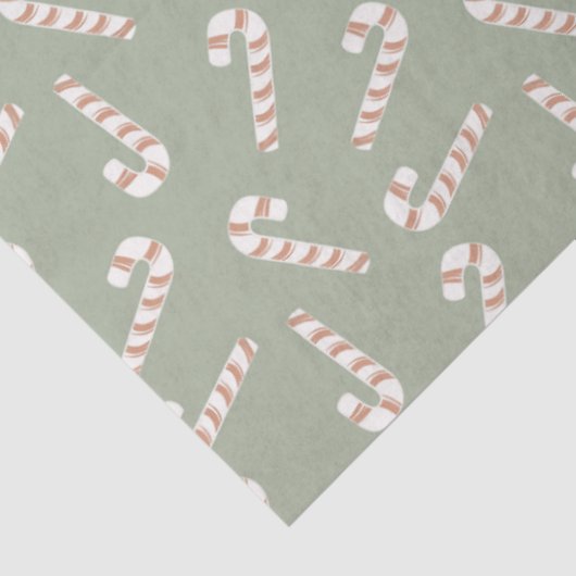 Candy Canes Green Christmas Tissuepapier (Detail)
