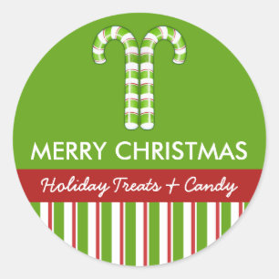 Candy Canes groen Snoep Gift Jar Rond Label
