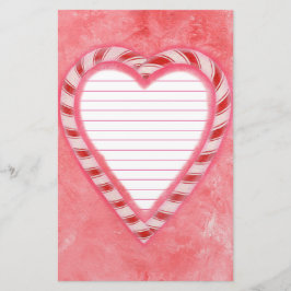 Candy Canes Hart Rood Roze Wit Gelijnd Stationery Briefpapier