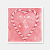 Candy Canes Heart Personalized Wedding Napkins Servetten (Voorkant)