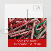 Candy Canes Holiday Save the Date Aankondigingskaart (Voorkant / Achterkant)