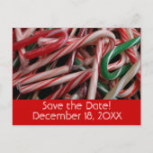 Candy Canes Holiday Save the Date Aankondigingskaart (Voorkant)