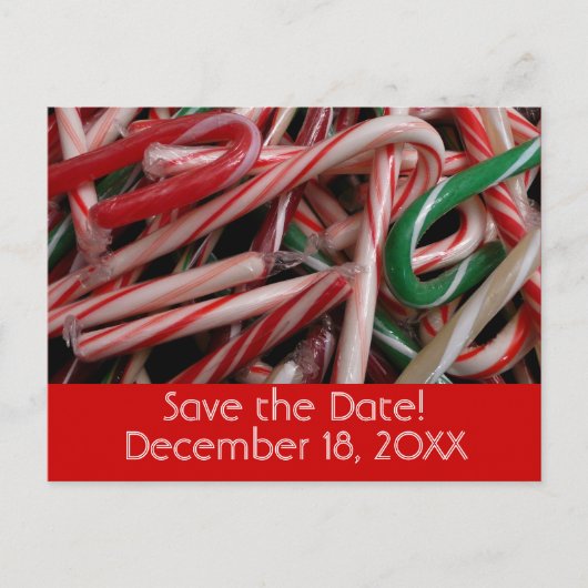 Candy Canes Holiday Save the Date Aankondigingskaart (Voorkant)