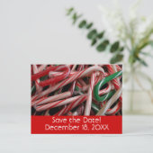 Candy Canes Holiday Save the Date Aankondigingskaart (Staand voorkant)
