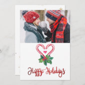 Candy Canes Holly Berry Photo Merry kerst (Voorkant / Achterkant)