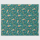 Candy Canes Holly Pine Boughs Bird Cadeaupapier (Vlak)