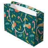 Candy Canes Holly Pine Boughs Birds Groot Cadeauzakje (Achterkant Gekanteld)