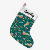 Candy Canes Holly Pine Boughs Birds Kleine Kerstsok (Voorkant (Hangend))
