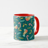 Candy Canes Holly Pine Boughs Birds Mok (Voorkant rechts)