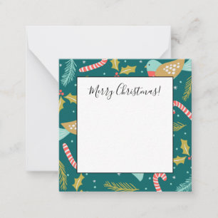 Candy Canes Holly Pine Boughs Birds Notitiekaartje