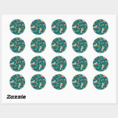 Candy Canes Holly Pine Boughs Birds Ronde Sticker (Vel)