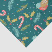 Candy Canes Holly Pine Boughs Birds Tissuepapier (Detail)