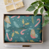 Candy Canes Holly Pine Boughs Birds Tissuepapier (Geschenk)