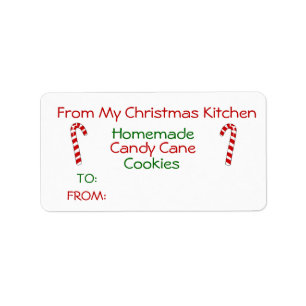 Candy Canes Homemade met kerstcadeauetiketten Etiket