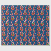 Candy Canes in blauw Cadeaupapier (Vlak)