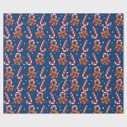 Candy Canes in blauw Cadeaupapier (Vlak)