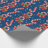 Candy Canes in blauw Cadeaupapier (Hoek)