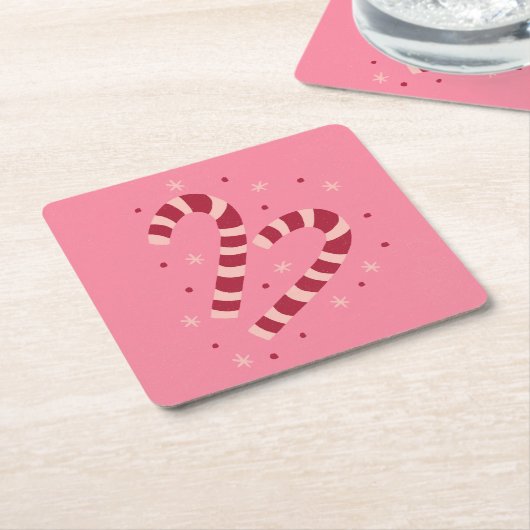 Candy canes kartonnen onderzetters (Schuin)