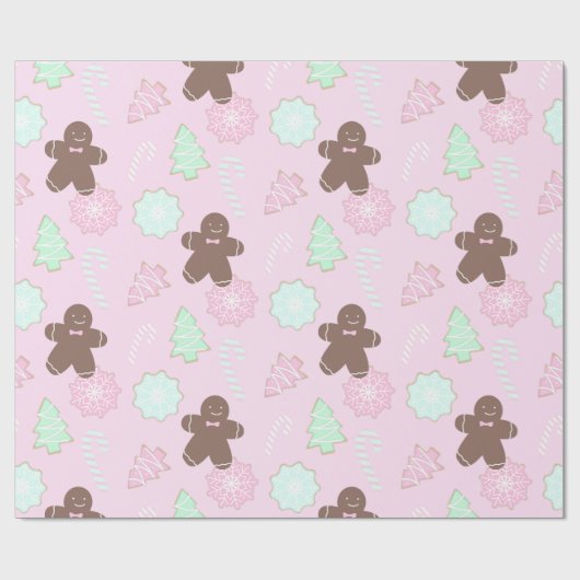 Candy Canes Kerstbomen Ornamenten Kerstmis Cadeaupapier (Vlak)