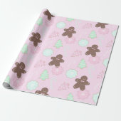 Candy Canes Kerstbomen Ornamenten Kerstmis Cadeaupapier (Uitgerold)