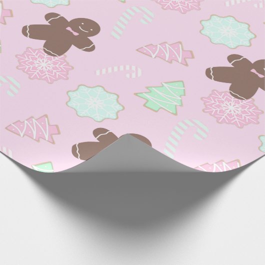 Candy Canes Kerstbomen Ornamenten Kerstmis Cadeaupapier (Hoek)